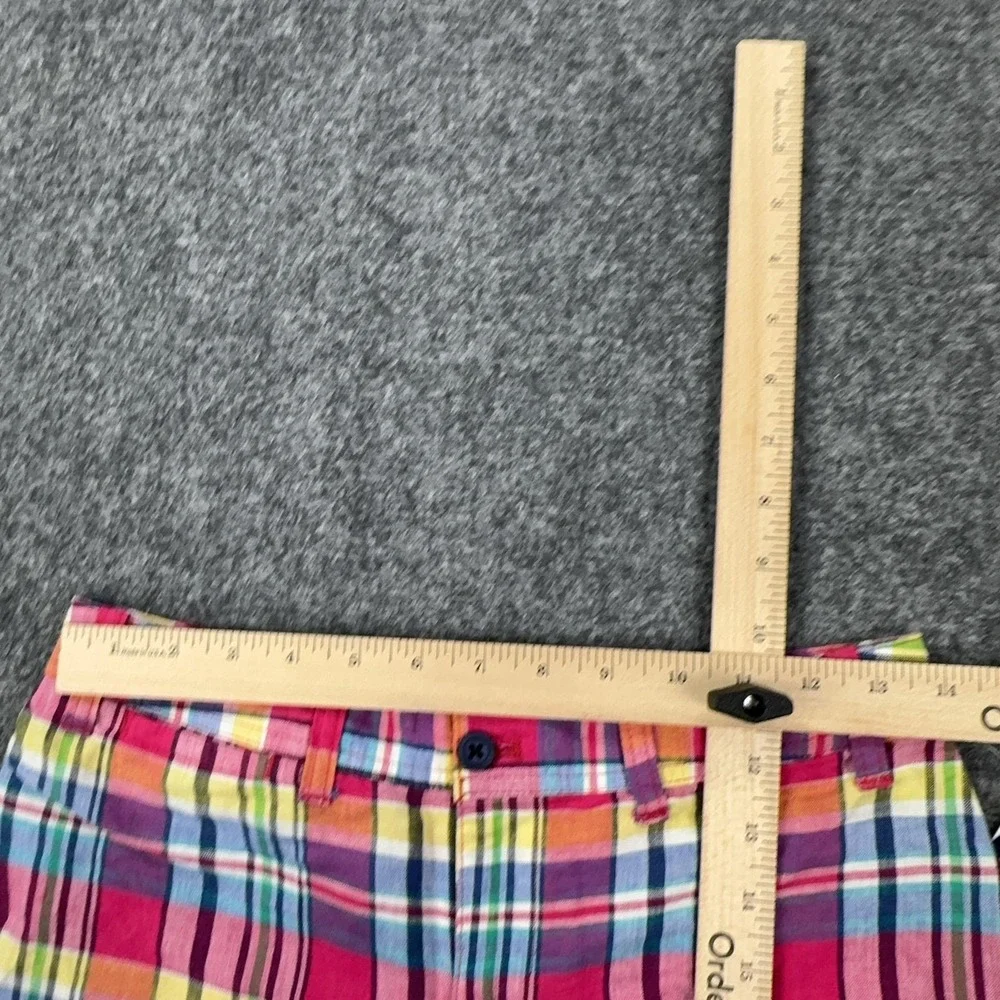 Ralph Lauren Shorts Girls 14 Multicolor Plaid Linen Cotton Chino 3 Inseam Summer